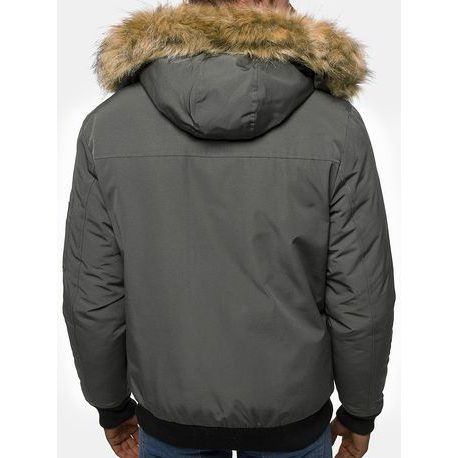 Šedá zimní bunda s kapucí JS/M2019/105Z