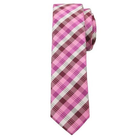 Růžová kostkovaná kravata