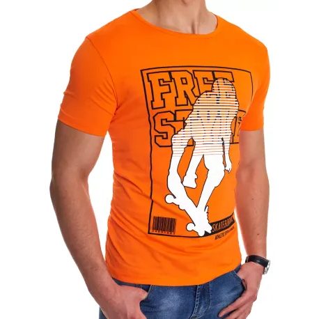 Trendové pomerančové tričko s potiskem Free Style