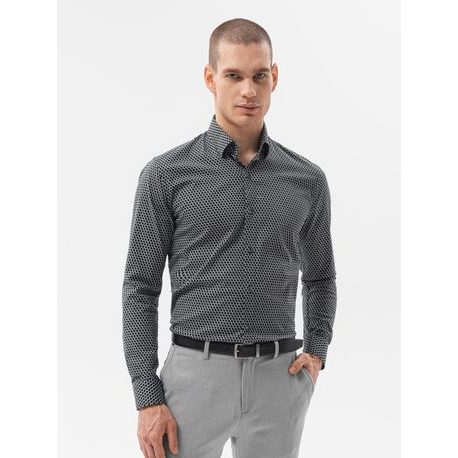 Černá bavlněná košile s elegantním vzorem K604