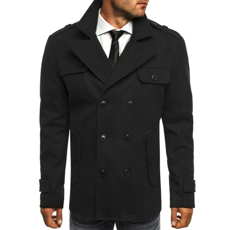 Elegantní pánský černý kabát J.STYLE 3123