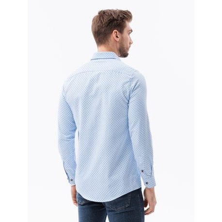 Světle modrá košile s jemným vzorem K616