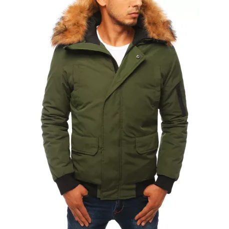 Zelená zimní bunda s kapucí