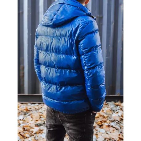Originální zimní bunda s kapucí v nebesky modré barvě