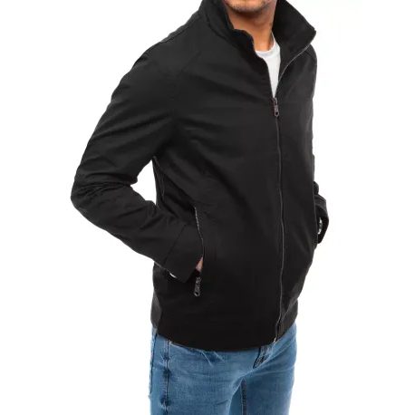 Černá stylová bunda s vyvýšeným límcem