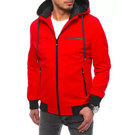 Trendy bunda s kapucí v červené barvě