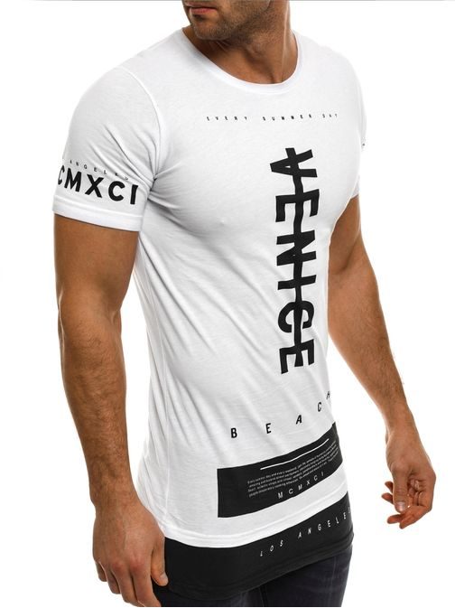 Pohodlné bílé pánské tričko s potiskem ATHLETIC 1095