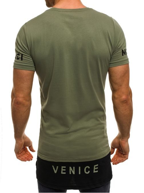 Módní zelené pánské tričko s potiskem ATHLETIC 1095