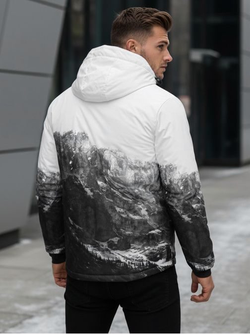 Jedinečná bílo-černá zimní bunda s potiskem