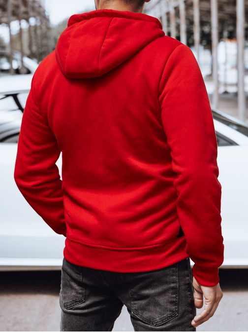 Červená mikina v zajímavém provedení