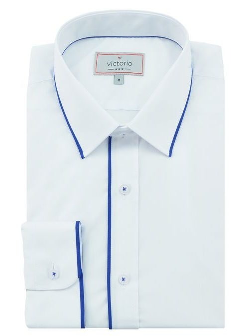 Pánská košile v bílém provedení s modrým lemováním V229
