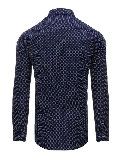 Tmavě modrá módní SLIM FIT košile s nevšedním vzorem