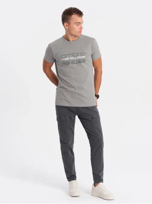 Šedé tričko s nápisem V2 TSPT-0160