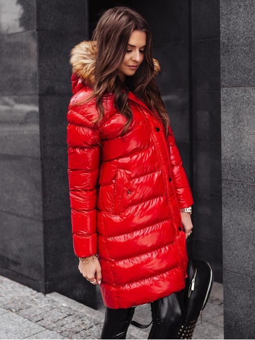 Originální dámská zimní bunda v červené barvě CLR018 - Budchlap.cz