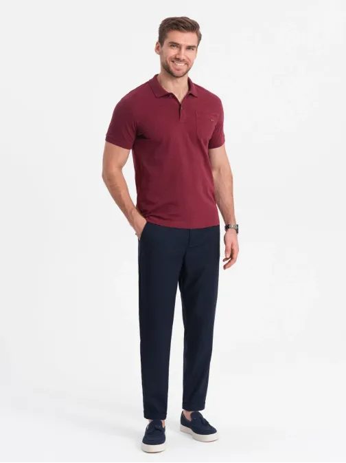 Trendy granátové chinos kalhoty s elastickým pasem V3 PACP-0157