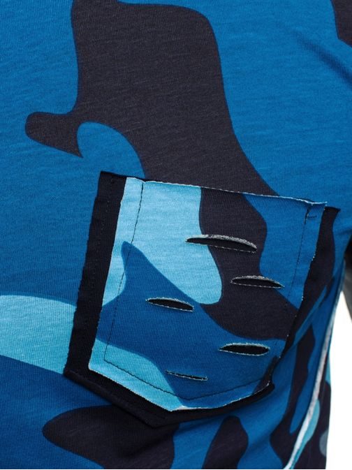 Netradiční propracované maskáčové tričko ATHLETIC 1090 modré