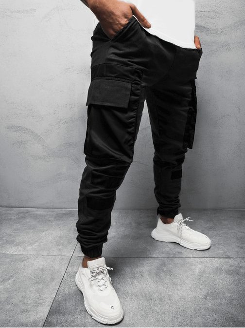 Stylové černé jogger kalhoty G/11131