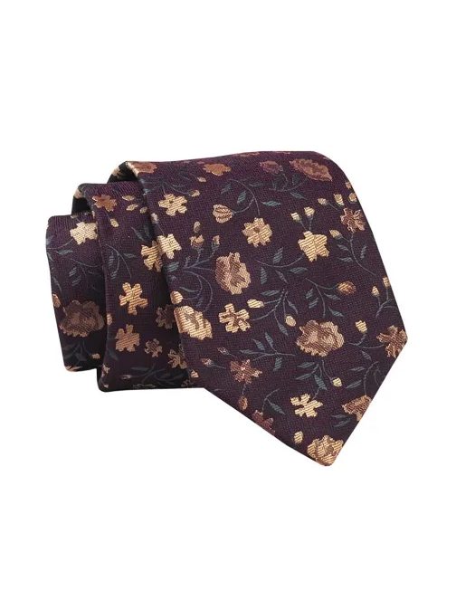 Květinová kravata ve švestkové barvě Alties