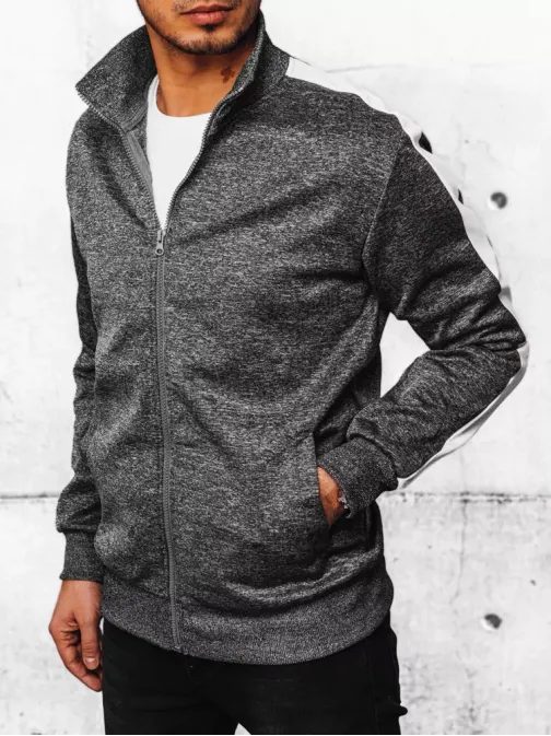 Pánská grafitová mikina s pruhy na ramenou