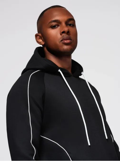 Módní černá mikina s pruhy V1 SSNZ--0250