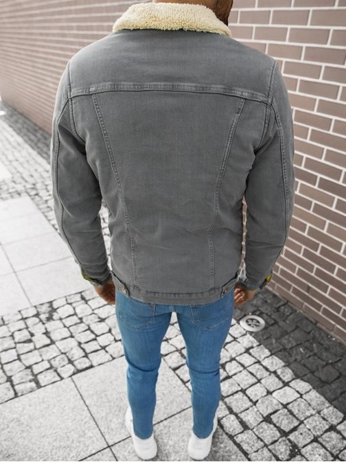 Stylová riflová bunda v šedé barvě BN/7319