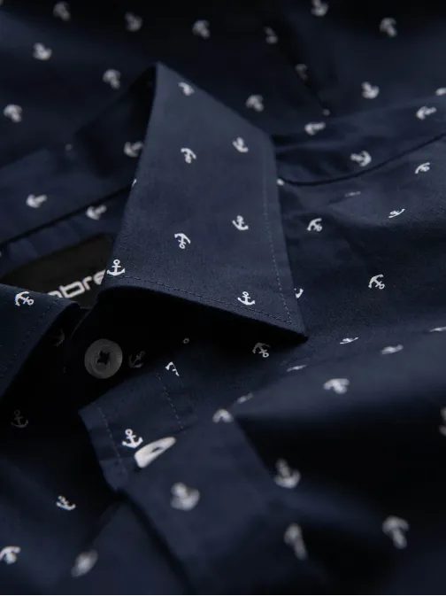 Zajímavá granátová košile s trendy vzorem V2 SHCS-0156