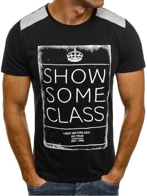 SHOW SOME CLASS černé módní pánské tričko J.STYLE SS168