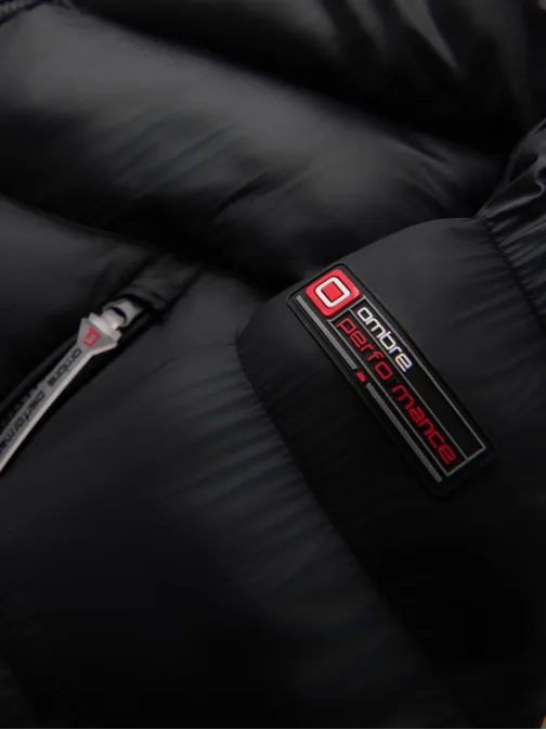 Lesklá černá prošívaná bunda V1 JAHP-0303