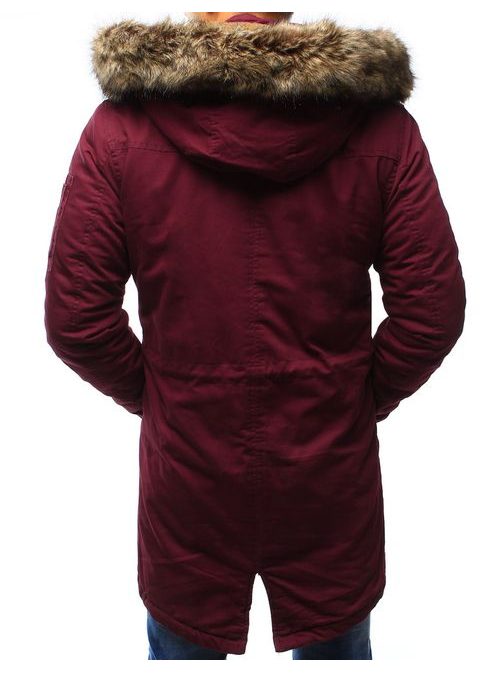 Atraktivní bordó zimní bunda s kapucí