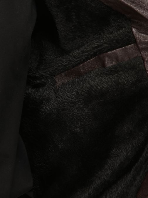 Stylová pánská bunda z hnědé umělé kůže