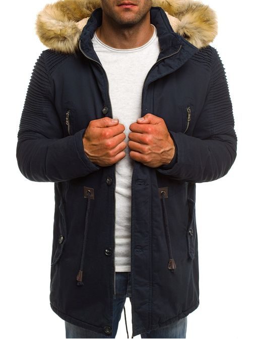 Tmavě modrá zimní bunda s kapucí AK-CLUB YL003