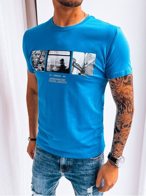 Modré pánské tričko s nápisem Urban