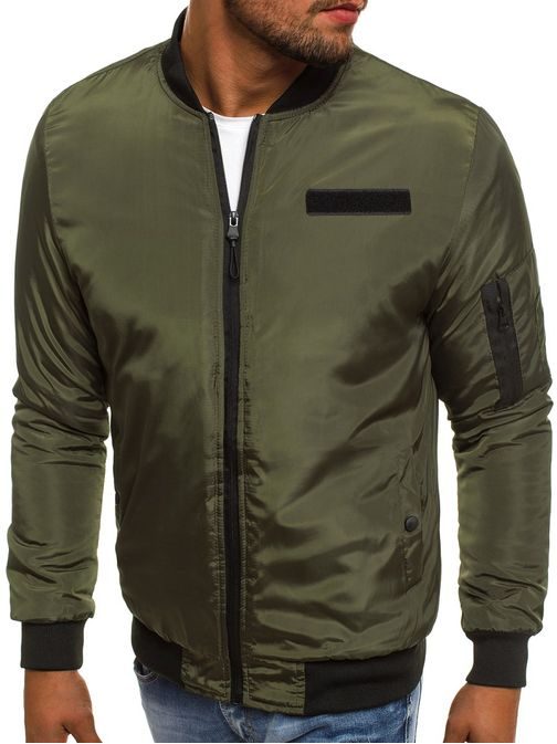 Stylová khaki bomber bunda s aplikací J.STYLE AK93