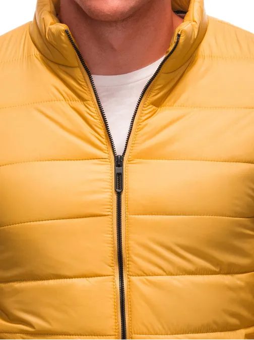 Hořčicová přechodná bunda bez kapuce C526