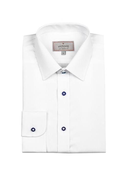 Bílá pánská košile s modrými knoflíky