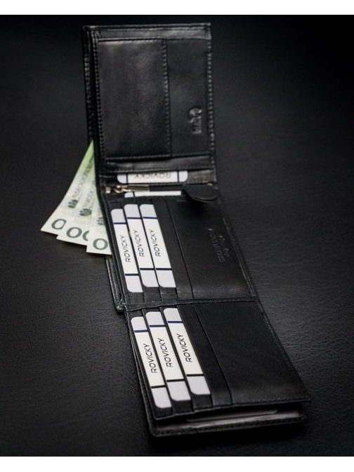 Elegantní černá kožená peněženka Rovicky