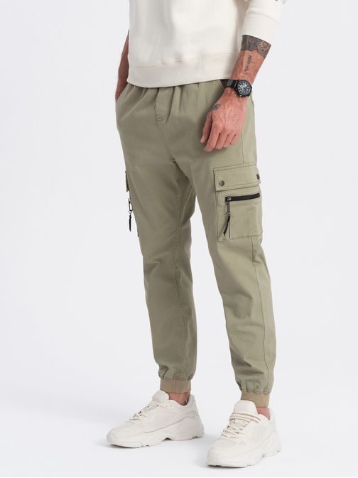 Trendy khaki jogger kalhoty V1 PAJO-0125