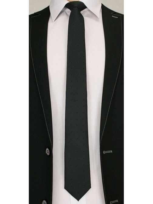 Černá módní kravata s tečkami