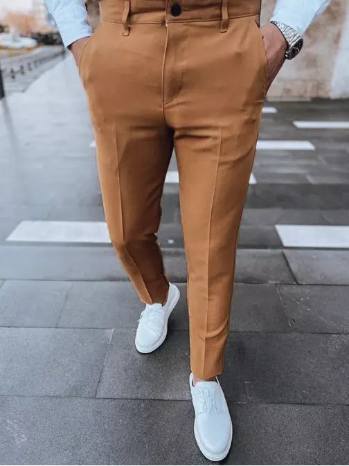 Kamelové elegantní chinos kalhoty