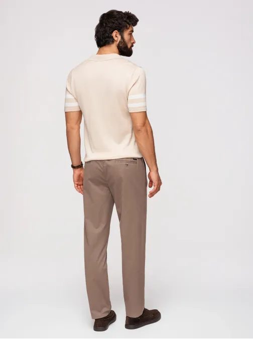 Pánské hnědé chinos kalhoty V1 PACP-0293