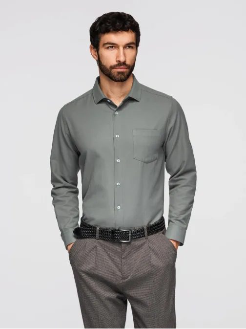 Pánská khaki košile s náprsní kapsou V4 K694