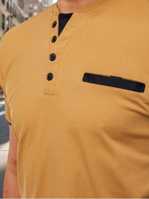 Trendy kamelová polokošile s ozdobnými knoflíky