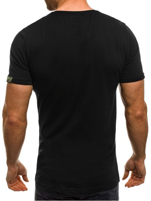 Černé pánské tričko s maskáčovým potiskem BREEZY 372
