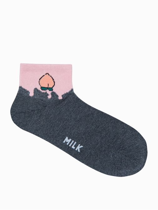 Neobyčejné dámské tmavě šedé ponožky Broskev ULR101