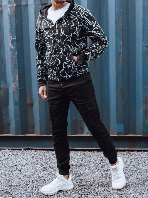 Stylová černá pánská mikina s potiskem