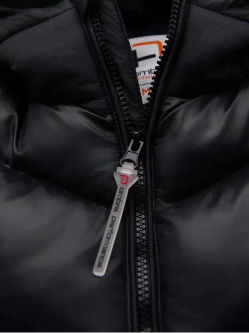 Lesklá černá prošívaná bunda V1 JAHP-0303