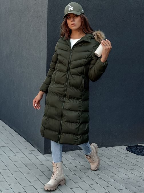 Dámská dlouhá zimní zelená bunda Luxwarm