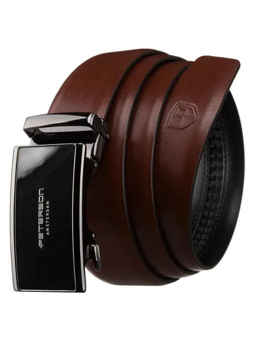 Módní hnědý kožený pásek Peterson