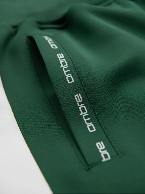 Pánské zelené tepláky s kontrastním lemováním V7 PASK-0229