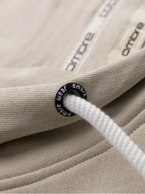 Módní béžová mikina s kapucí SSBN-0270